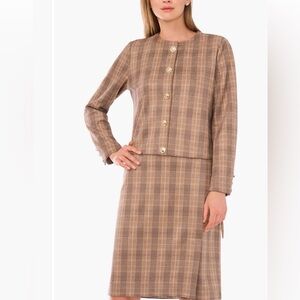 Ted Baker Plaid Women's Jacket Skirt SET SZ MED